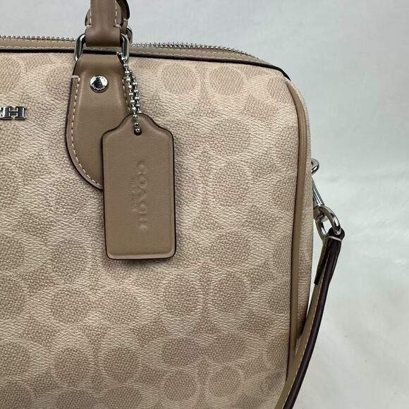 Coach Rowan Large Satchel Crossbody Bag In Signature Canvas In Sand Taupe CV959 - Picture 2 of 12